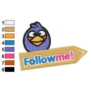 Blue Angry Bird Twitter Embroidery Design